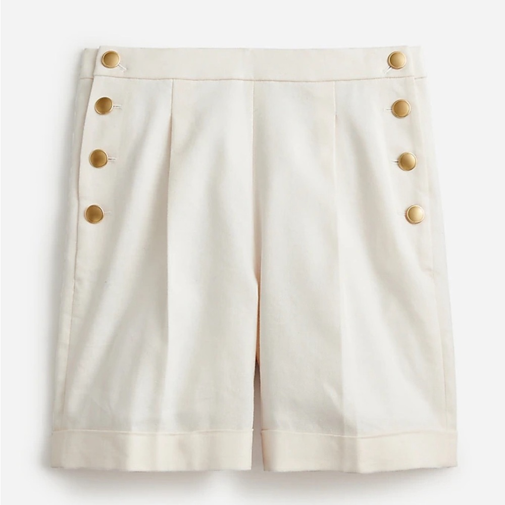 JCREW Sailor Pleated Stretch Linen Shorts - Size 6 Ivory